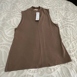 New with Tags Soft Surroundings Sleeveless Tan Knot Top